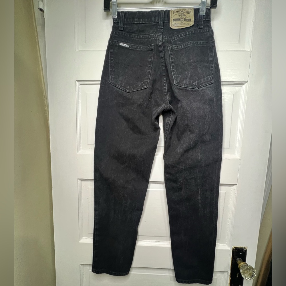 jordache vintage 90s high rise mom dad taper Jeans denim black 3 4 cotton - Picture 5 of 10